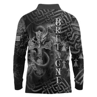 Brittany Celtic Cross Long Sleeve Polo Shirt Fantasy Celtic Dragon - Wonder Print Shop