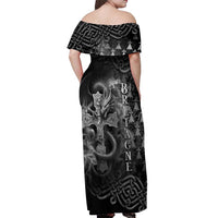 Brittany Celtic Cross Off Shoulder Maxi Dress Fantasy Celtic Dragon - Wonder Print Shop
