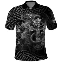Brittany Celtic Cross Polo Shirt Fantasy Celtic Dragon - Wonder Print Shop