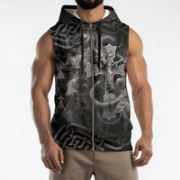 Brittany Celtic Cross Sleeveless Zip Hoodie Fantasy Celtic Dragon - Wonder Print Shop