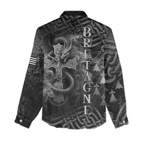 Brittany Celtic Cross Women Casual Shirt Fantasy Celtic Dragon - Wonder Print Shop