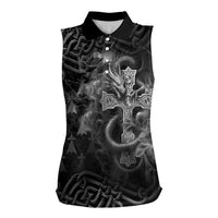 Brittany Celtic Cross Women Sleeveless Polo Shirt Fantasy Celtic Dragon - Wonder Print Shop