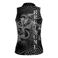 Brittany Celtic Cross Women Sleeveless Polo Shirt Fantasy Celtic Dragon - Wonder Print Shop