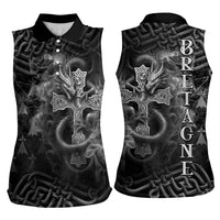 Brittany Celtic Cross Women Sleeveless Polo Shirt Fantasy Celtic Dragon - Wonder Print Shop