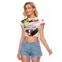 Filipino American History Month Raglan Cropped T Shirt Bald Eagle Tarsier Together LT05 - Wonder Print Shop