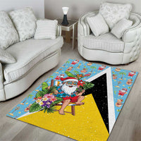 Saint Lucia Christmas Area Rug Tropical Santa Claus - Wonder Print Shop
