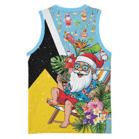 Saint Lucia Christmas Basketball Jersey Tropical Santa Claus - Wonder Print Shop