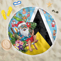 Saint Lucia Christmas Beach Blanket Tropical Santa Claus - Wonder Print Shop