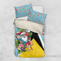 Saint Lucia Christmas Bedding Set Tropical Santa Claus - Wonder Print Shop