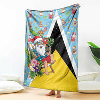Saint Lucia Christmas Blanket Tropical Santa Claus - Wonder Print Shop