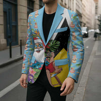 Saint Lucia Christmas Blazer Tropical Santa Claus - Wonder Print Shop