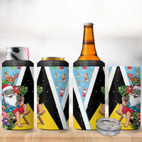 Saint Lucia Christmas 4 in 1 Can Cooler Tumbler Tropical Santa Claus - Wonder Print Shop