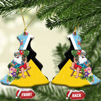 Saint Lucia Christmas Ceramic Ornament Tropical Santa Claus - Wonder Print Shop