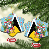 Saint Lucia Christmas Ceramic Ornament Tropical Santa Claus - Wonder Print Shop
