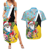Saint Lucia Christmas Couples Matching Summer Maxi Dress and Hawaiian Shirt Tropical Santa Claus - Wonder Print Shop