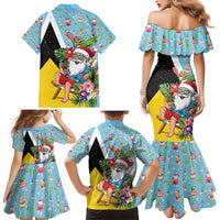 Saint Lucia Christmas Family Matching Mermaid Dress and Hawaiian Shirt Tropical Santa Claus - Wonder Print Shop