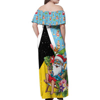 Saint Lucia Christmas Family Matching Off Shoulder Maxi Dress and Hawaiian Shirt Tropical Santa Claus - Wonder Print Shop
