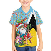 Saint Lucia Christmas Family Matching Puletasi and Hawaiian Shirt Tropical Santa Claus - Wonder Print Shop