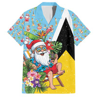 Saint Lucia Christmas Family Matching Short Sleeve Bodycon Dress and Hawaiian Shirt Tropical Santa Claus - Wonder Print Shop