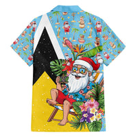 Saint Lucia Christmas Family Matching Short Sleeve Bodycon Dress and Hawaiian Shirt Tropical Santa Claus - Wonder Print Shop