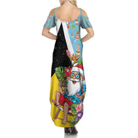 Saint Lucia Christmas Family Matching Summer Maxi Dress and Hawaiian Shirt Tropical Santa Claus - Wonder Print Shop