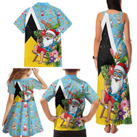 Saint Lucia Christmas Family Matching Tank Maxi Dress and Hawaiian Shirt Tropical Santa Claus - Wonder Print Shop