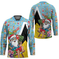 Saint Lucia Christmas Hockey Jersey Tropical Santa Claus - Wonder Print Shop