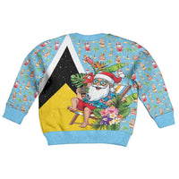 Saint Lucia Christmas Kid Ugly Christmas Sweater Tropical Santa Claus - Wonder Print Shop