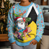 Saint Lucia Christmas Kid Ugly Christmas Sweater Tropical Santa Claus - Wonder Print Shop