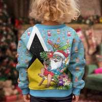 Saint Lucia Christmas Kid Ugly Christmas Sweater Tropical Santa Claus - Wonder Print Shop