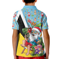 Saint Lucia Christmas Kid Polo Shirt Tropical Santa Claus - Wonder Print Shop
