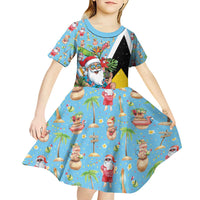 Saint Lucia Christmas Kid Short Sleeve Dress Tropical Santa Claus - Wonder Print Shop