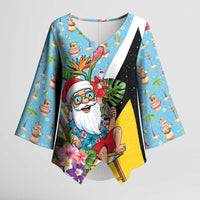 Saint Lucia Christmas Kimono Sleeve Blouse Tropical Santa Claus - Wonder Print Shop