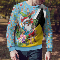Saint Lucia Christmas Ugly Christmas Sweater Tropical Santa Claus - Wonder Print Shop