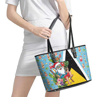 Saint Lucia Christmas Leather Tote Bag Tropical Santa Claus - Wonder Print Shop