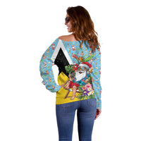 Saint Lucia Christmas Off Shoulder Sweater Tropical Santa Claus - Wonder Print Shop