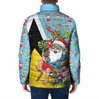 Saint Lucia Christmas Padded Jacket Tropical Santa Claus - Wonder Print Shop
