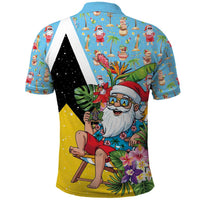 Saint Lucia Christmas Polo Shirt Tropical Santa Claus - Wonder Print Shop