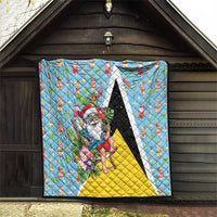 Saint Lucia Christmas Quilt Tropical Santa Claus - Wonder Print Shop