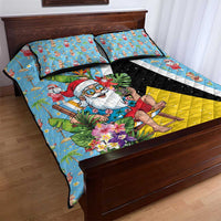 Saint Lucia Christmas Quilt Bed Set Tropical Santa Claus - Wonder Print Shop