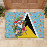 Saint Lucia Christmas Rubber Doormat Tropical Santa Claus - Wonder Print Shop