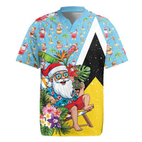 Saint Lucia Christmas Rugby Jersey Tropical Santa Claus - Wonder Print Shop