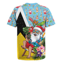 Saint Lucia Christmas Rugby Jersey Tropical Santa Claus - Wonder Print Shop