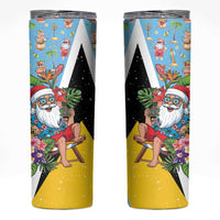 Saint Lucia Christmas Skinny Tumbler Tropical Santa Claus - Wonder Print Shop