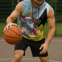 Saint Lucia Christmas Sleeveless Hoodie Tropical Santa Claus - Wonder Print Shop