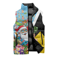 Saint Lucia Christmas Sleeveless Puffer Jacket Tropical Santa Claus - Wonder Print Shop