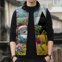 Saint Lucia Christmas Sleeveless Puffer Jacket Tropical Santa Claus - Wonder Print Shop