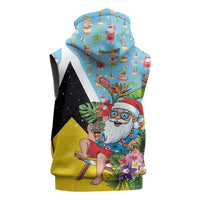 Saint Lucia Christmas Sleeveless Zip Hoodie Tropical Santa Claus - Wonder Print Shop