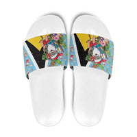 Saint Lucia Christmas Slide Sandals Tropical Santa Claus - Wonder Print Shop
