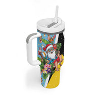 Saint Lucia Christmas Tumbler With Handle Tropical Santa Claus - Wonder Print Shop